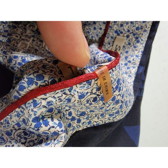 Men's Bugatchi Uomo Shaped Fit Navy Blue Geometric Long Sleeve Shirt - Large - Picture 4 of 8